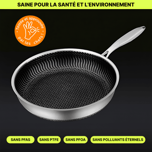 La Poêle Hybride Antiadhésive Inox Premium - 28 cm