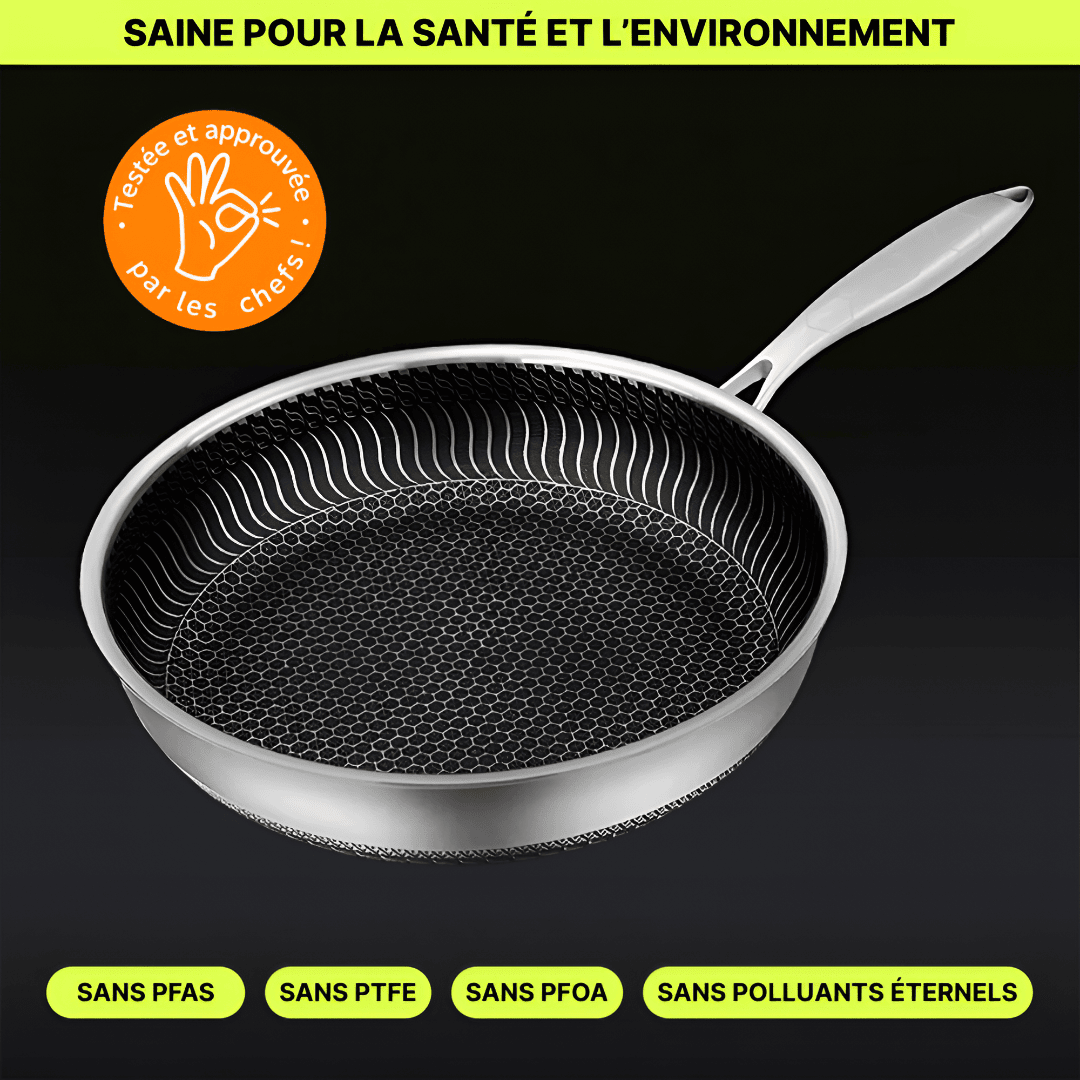 La Poêle Hybride Antiadhésive Inox Premium - 28 cm