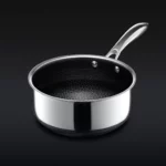 Casserole hybride en inox avec revêtement antiadhésif et manche ergonomique