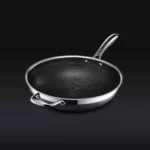 Wok hybride en inox avec revêtement antiadhésif et manche ergonomique